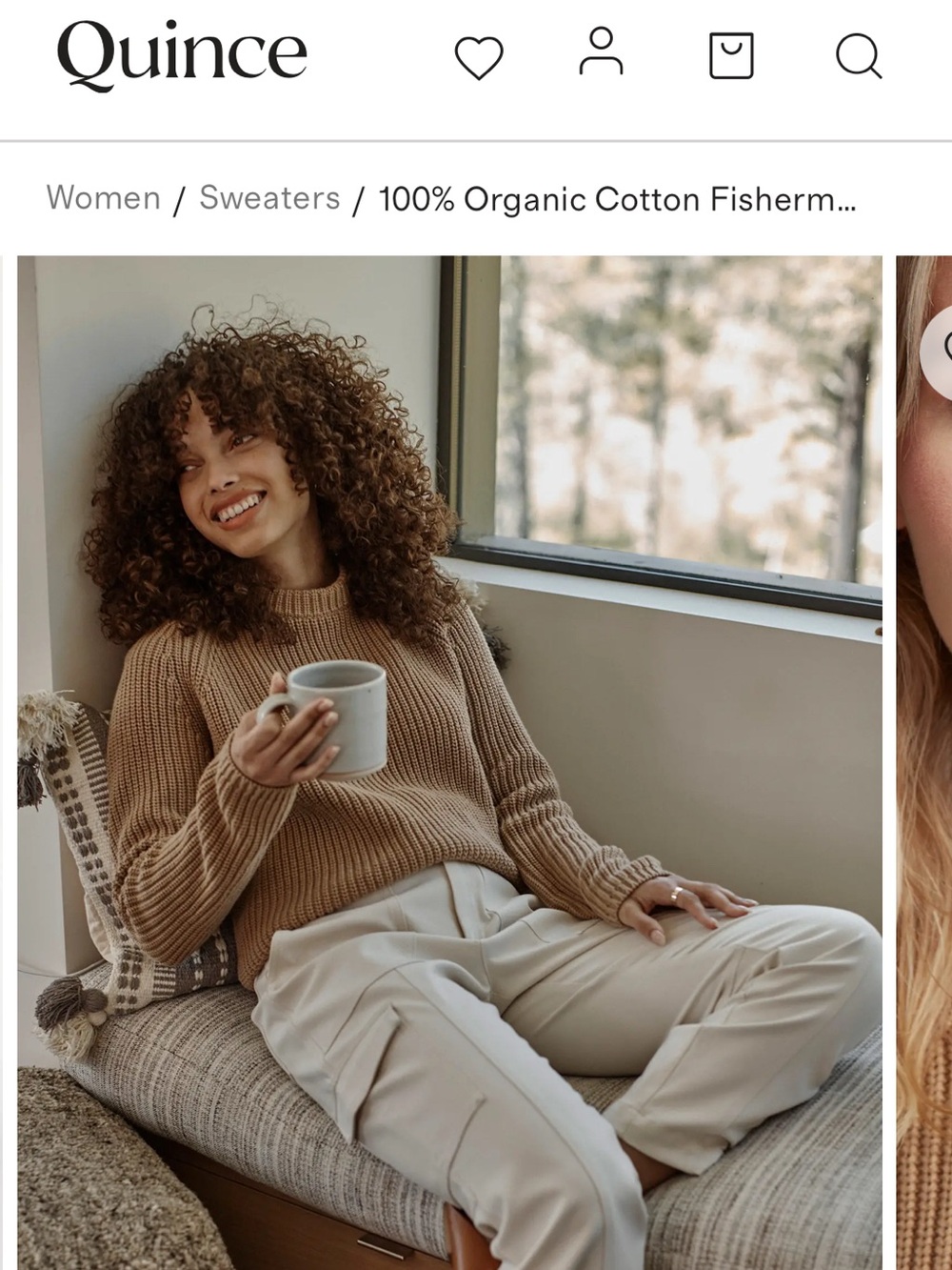 Quince Women’s 100% Organic Cotton Fisherman Crew Sweater Loose Fit Size Large